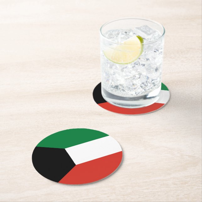 Kuwait-Flagge Runder Pappuntersetzer (Vor Ort)