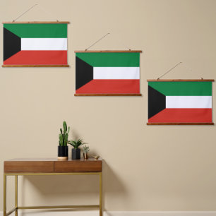 Kuwait-Flagge Wandteppich Mit Holzrahmen