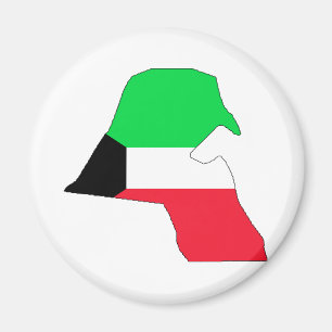 Kuwait-Flaggen-Karte Größengleich Magnet