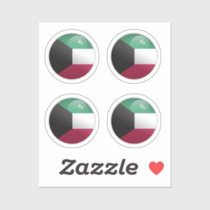 Kuwait Glänzender Kreisflagge Aufkleber