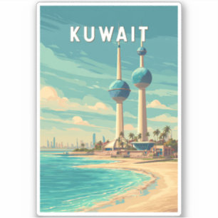 Kuwait Illustration Reise Kunst Vintage Aufkleber