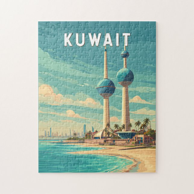 Kuwait Illustration Reise Kunst Vintage Puzzle (Vertikal)