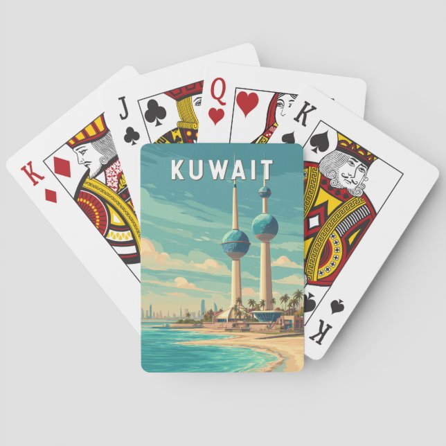 Kuwait Illustration Travel Art Vintage Spielkarten (Rückseite)