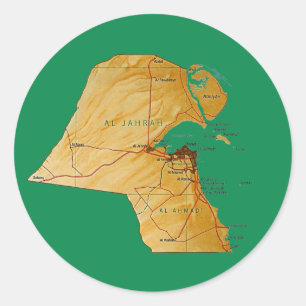 Kuwait-Kartenaufkleber Runder Aufkleber