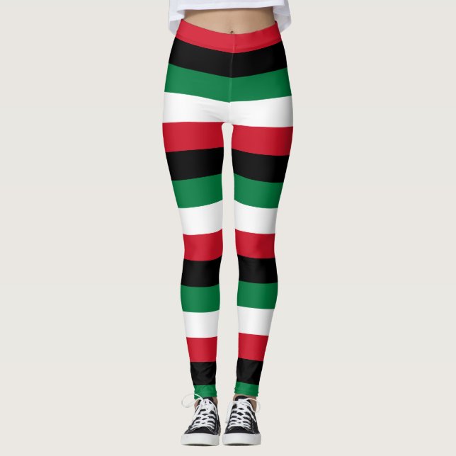 Kuwait National Flag Farben horizontal gestreift Leggings (Vorderseite)