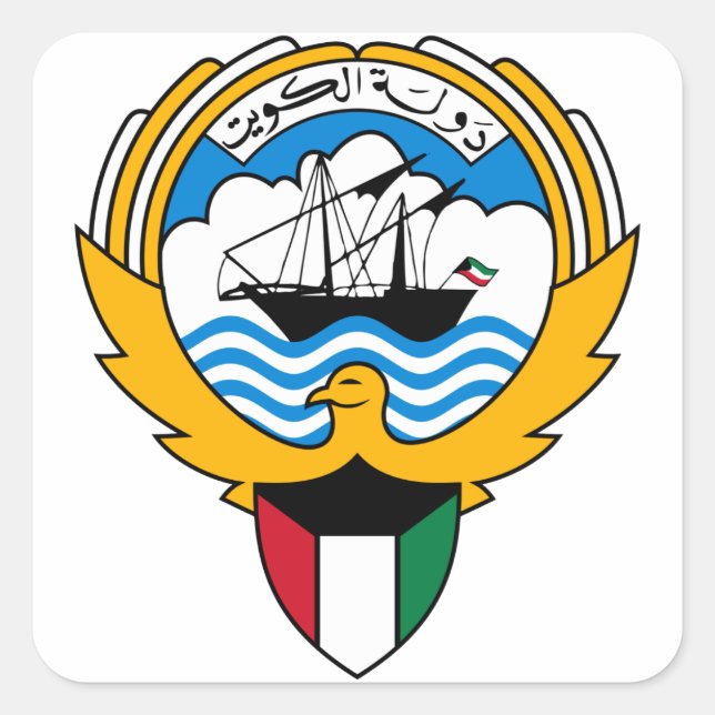 Kuwait-Symbol Quadratischer Aufkleber (Vorderseite)