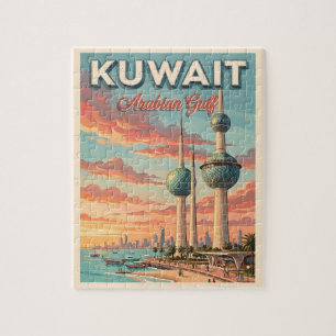Kuwait Türme Arabischer Golf Vintage Reise Puzzle