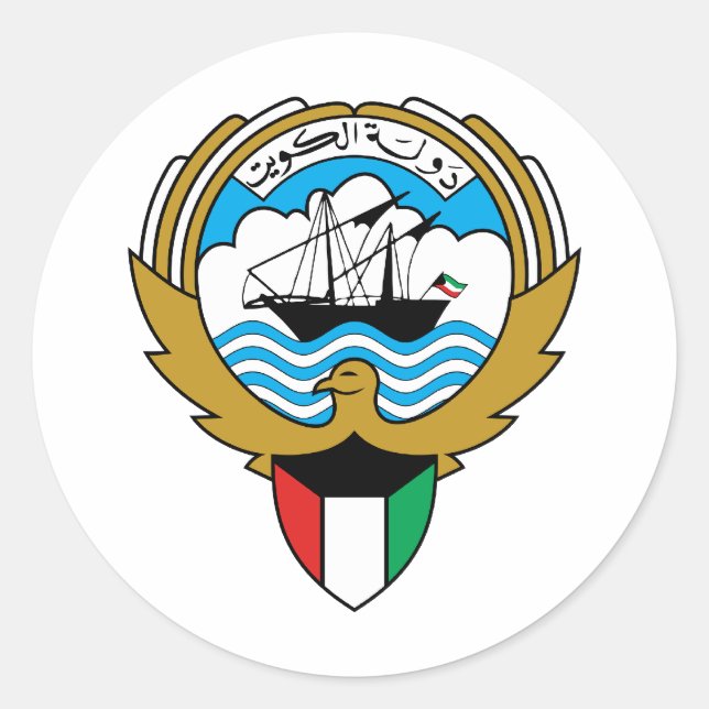 Kuwait-Wappen Runder Aufkleber (Vorderseite)