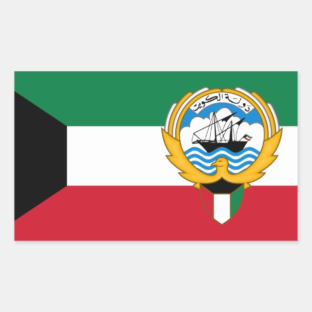Kuwaitische Flagge und Emblem, Flagge Kuwaits Rechteckiger Aufkleber (Vorderseite)