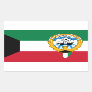 Kuwaitische Flagge und Emblem, Flagge Kuwaits Rechteckiger Aufkleber