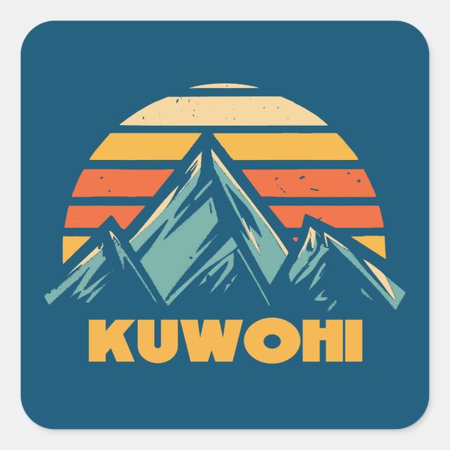 Kuwohi North Carolina Tennessee Retro Türkis Quadratischer Aufkleber (Vorderseite)