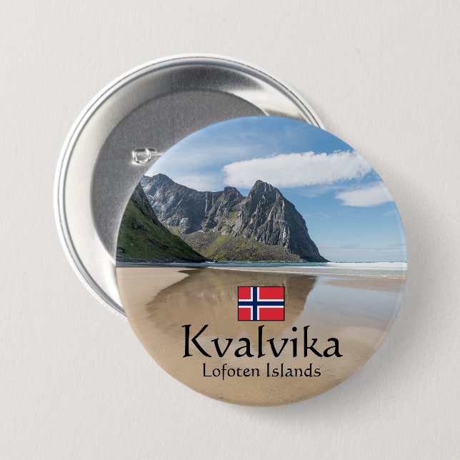 Kvalvika Lofoten Norwegen Button (Vorne & Hinten)