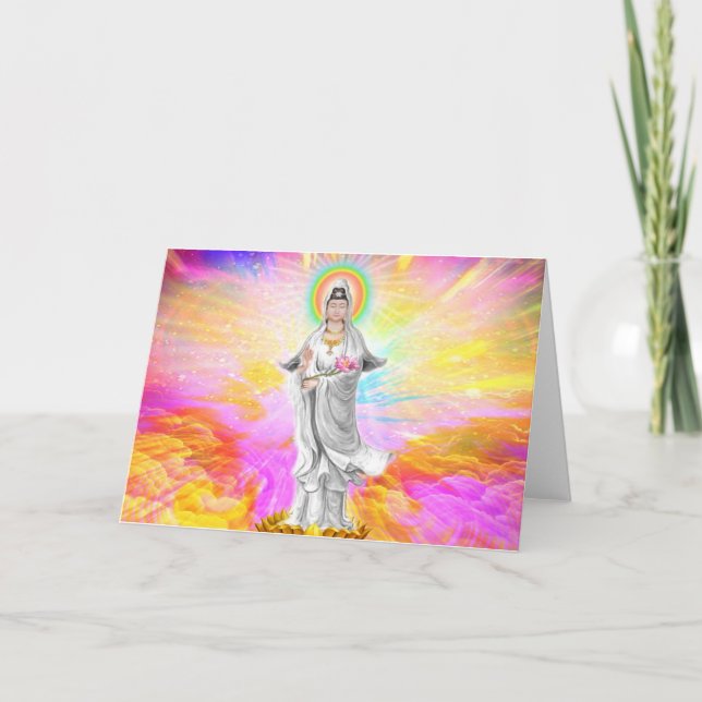 Kwan Yin Die Göttin des Mitgefühls mit rosa Karte (Vorderseite)