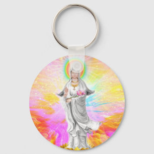 Kwan Yin die Göttin des Mitleids mit Rosa Schlüsselanhänger