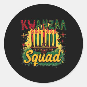 Kwanza Squad Afro-Amerikanischer Happy Kwanza Fami Runder Aufkleber