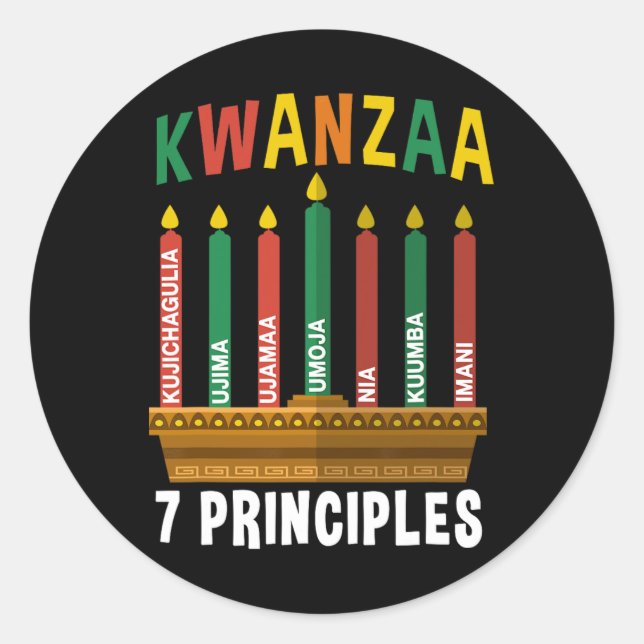 Kwanzaa 7 Grundsätze Candles Kinara Pan Afrikaner  Runder Aufkleber (Vorderseite)