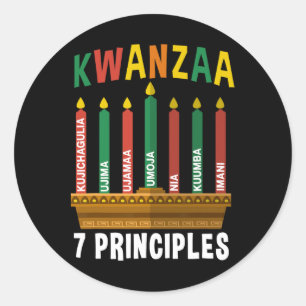 Kwanzaa 7 Grundsätze Candles Kinara Pan Afrikaner Runder Aufkleber