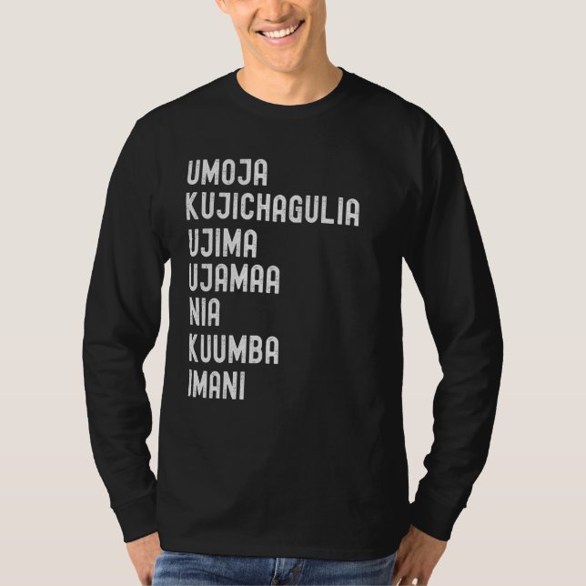 Kwanzaa 7 Grundsätze Umoja Kujichagulia Ujima Ujam T-Shirt (Vorderseite)