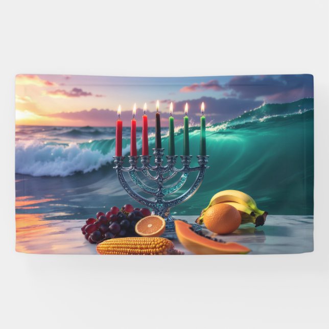 KWANZAA - 7 NÄCHTE - KINARA BANNER (Horizontal)
