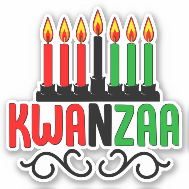 Kwanzaa 7Candles, Kiss Cut Aufkleber (Vorderseite)