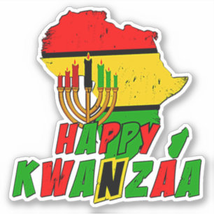 Kwanzaa African Map 7Candles, Kiss Cut Aufkleber