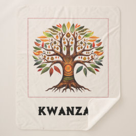 Kwanzaa African Tree Medium Sherpa Blanket Sherpadecke