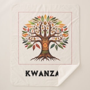 Kwanzaa African Tree Medium Sherpa Blanket Sherpadecke