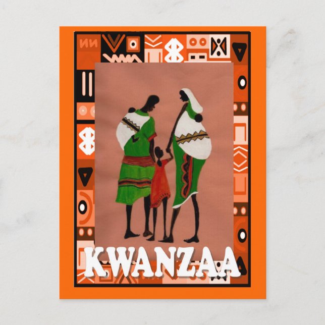 Kwanzaa - afrikanische Familie Postkarte (Vorderseite)