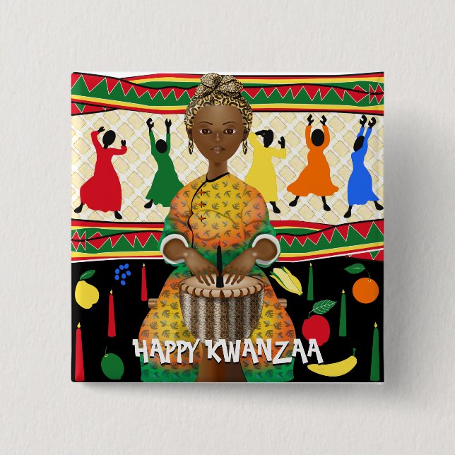 Kwanzaa American Holiday Button (Vorderseite)