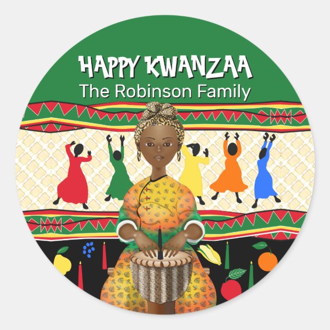 Kwanzaa American Holiday Runder Aufkleber (Vorderseite)