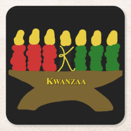 Kwanzaa Art Design Gelber Text Rechteckiger Pappuntersetzer
