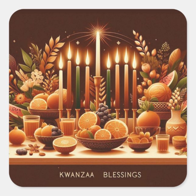 Kwanzaa Blessings Quadratischer Aufkleber (Vorderseite)