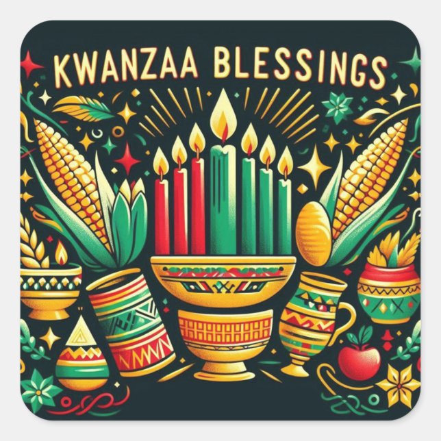 Kwanzaa Blessings Quadratischer Aufkleber (Vorderseite)