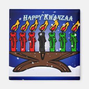 Kwanzaa Candle Kinara mit Schnee und Gruß Magnet