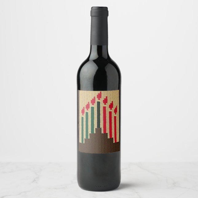 Kwanzaa Candles Crochet on Wine Bottle Label Weinetikett (Vorderseite)