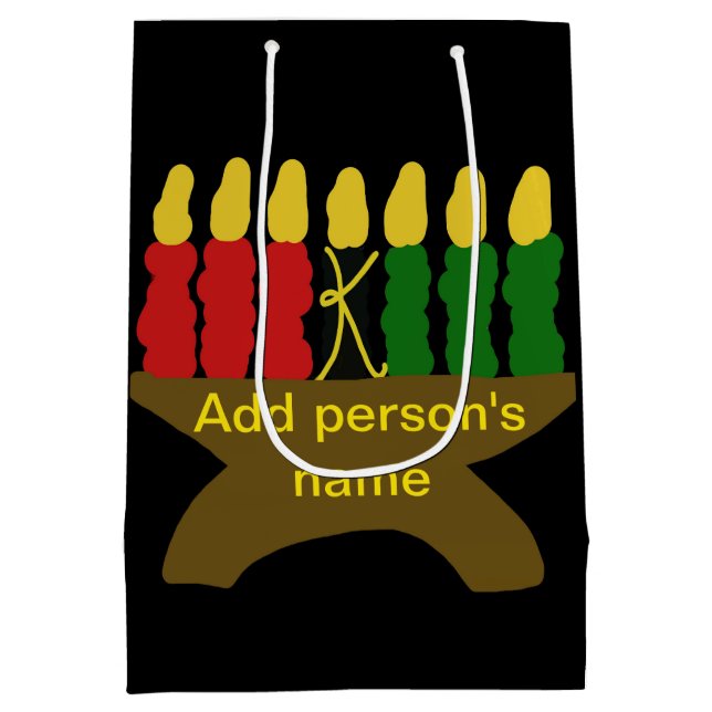 Kwanzaa Candles Medium Geschenktasche Mittlere Geschenktüte (Rückseite)