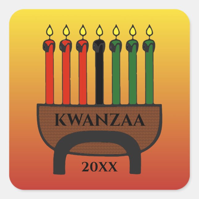 Kwanzaa Candles Quadratischer Aufkleber (Vorderseite)