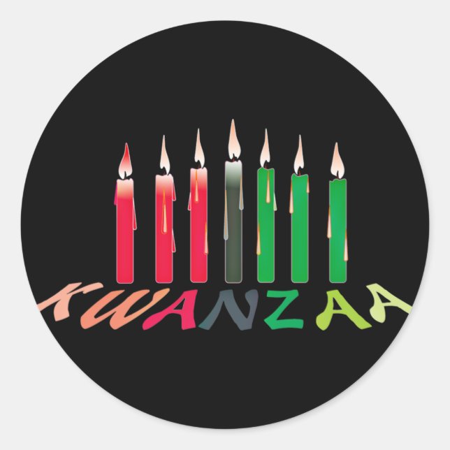 Kwanzaa Candles Runder Aufkleber (Vorderseite)
