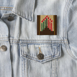 Kwanzaa Candles und Kinara Crochet Print Abzeichen Button