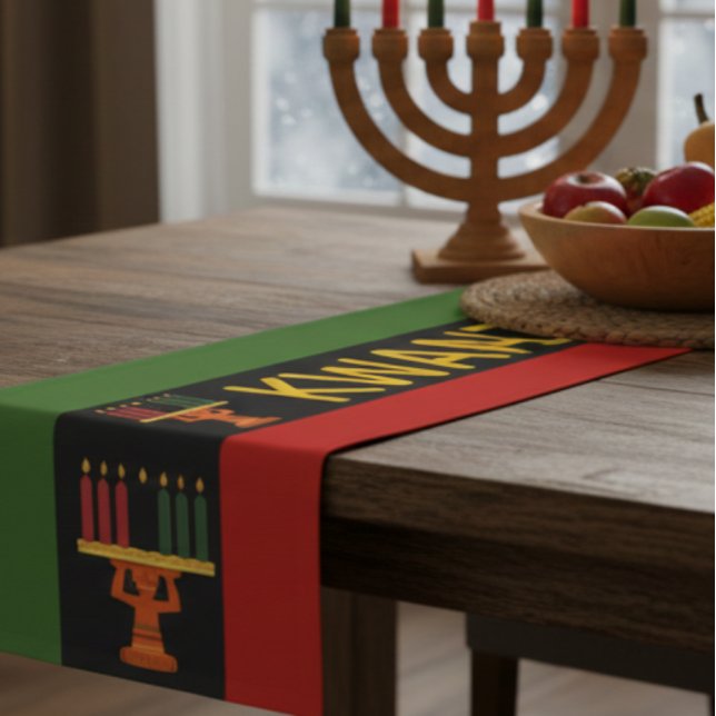 Kwanzaa Celebration Pan-African Vertical Stripes Kurzer Tischläufer (Von Creator hochgeladen)
