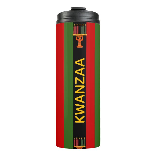 Kwanzaa Celebration Pan-African Vertical Stripes Thermosbecher (Vorderseite)