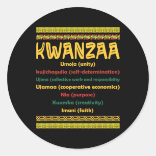 Kwanzaa Christmas 7 Principles African American Me Runder Aufkleber