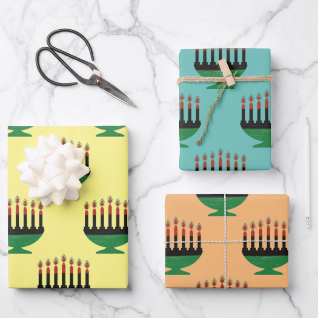 Kwanzaa Colors Kinara Geschenkpapier Set (Vorderseite)