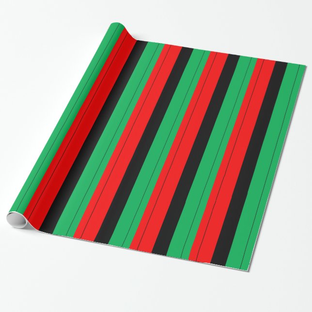 Kwanzaa Colors Red Black Green Stripes Pattern Geschenkpapier (Ungerollt)
