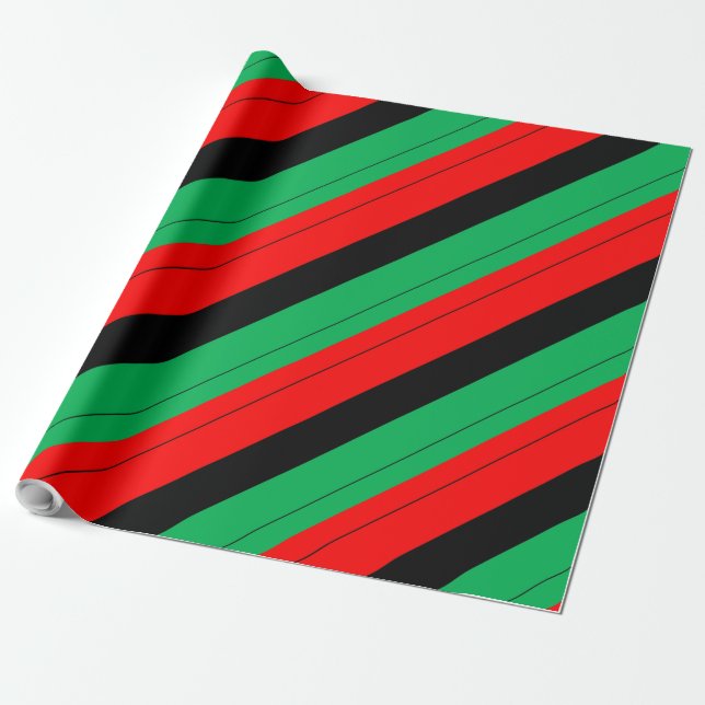 Kwanzaa Colors Red Black Green Stripes Pattern Geschenkpapier (Ungerollt)