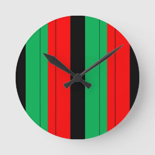 Kwanzaa Colors Red Black Green Stripes Pattern Runde Wanduhr