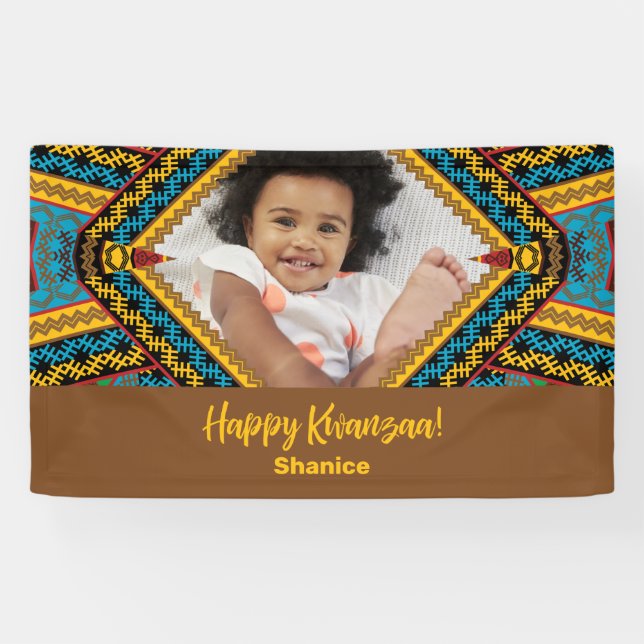 Kwanzaa Custom Brihell Colored Diamond Patter Banner (Horizontal)