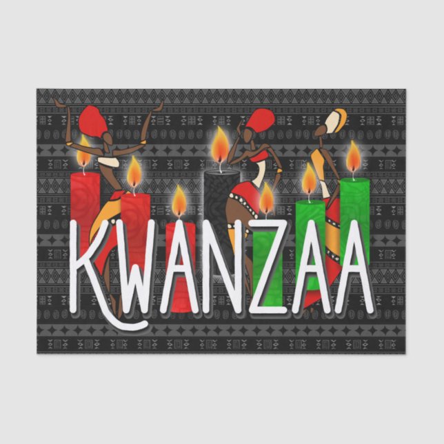 Kwanzaa Dancers mit Kinara Candles Seidenpapier (Vorderseite)