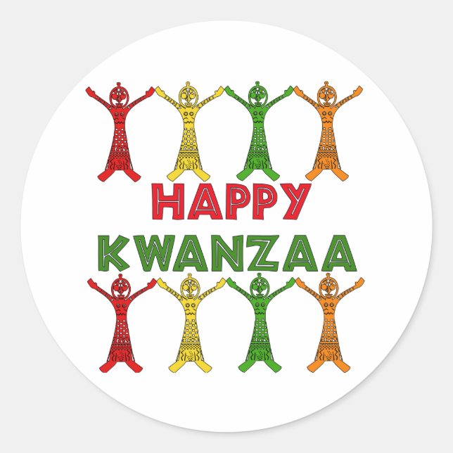 Kwanzaa Dancers Runder Aufkleber (Vorderseite)