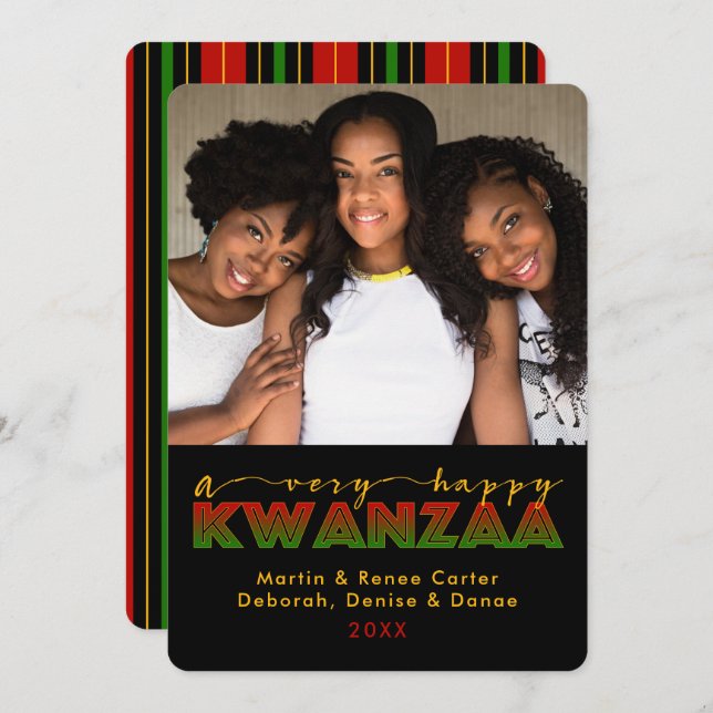 Kwanzaa | Eine sehr glückliche Kwanzaa-Fotokarte Einladung (Vorne/Hinten)